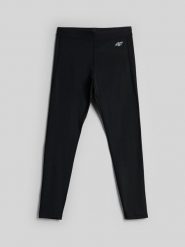 4F Legginsy do biegania szybkoschnące męskie - czarne S. Czarne legginsy długie sportowe 4F, m, bez wzorów, do biegania. Za 129.99 zł.
