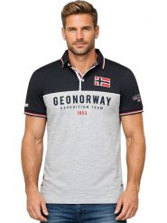 Geographical Norway Koszulka polo "Ketora" w kolorze szaro-czarnym rozmiar: XL. Czarne koszulki polo Geographical Norway, xl, bez wzorów, z bawełny, bez kołnierzyka, bez ramiączek. Za 86.99 zł.