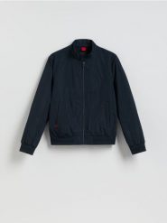 Kurtka bomberka ze stójką - granatowy. Niebieskie kurtki Reserved, l, bez wzorów, z tkaniny, bez kaptura. Za 199.99 zł.