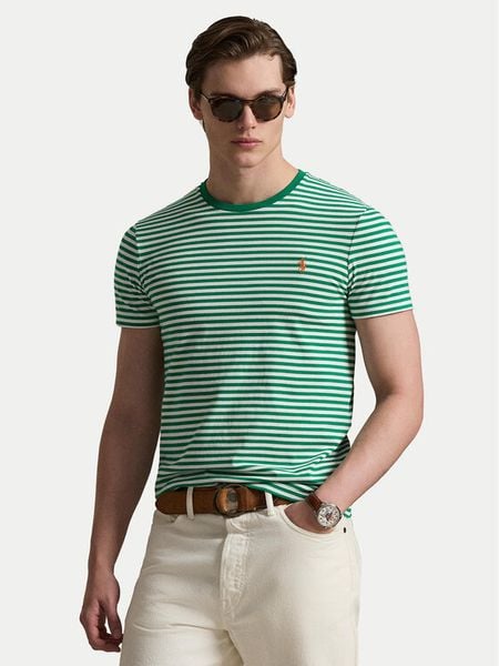 Polo Ralph Lauren T-Shirt 710956828500 Zielony Slim Fit. Zielone koszulki polo Polo Ralph Lauren, m, bez wzorów, z bawełny, bez kołnierzyka, bez ramiączek. Za 284.99 zł.