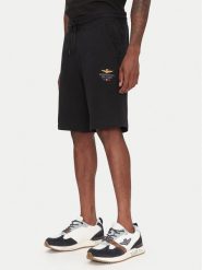 Aeronautica Militare Szorty sportowe 251BF017F459 Czarny Regular Fit. Czarne krótkie spodenki sportowe Aeronautica Militare, m, bez wzorów, z bawełny. Za 359.99 zł.