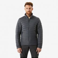 Kurtka trekkingowa męska puchowa Forclaz MT100 - 5°C. Brązowe kurtki FORCLAZ, l, bez wzorów, z materiału, trekkingowe. Za 199.99 zł.