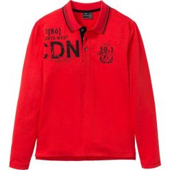 Shirt polo z długim rękawem i plisą guzikową bonprix truskawkowy z nadrukiem. Bluzki z długim rękawem bonprix. Za 37.99 zł.