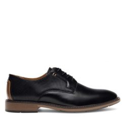 Półbuty Lanetti. Czarne eleganckie półbuty Lanetti, bez wzorów, bez obcasa, bez zapięcia. Za 149.99 zł.