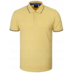Koszulka Polo - Męska - Pako Jeans - Żółta, Kryte Guziki. Żółte koszulki polo Pako Jeans, l, bez wzorów, z bawełny, bez kołnierzyka, bez ramiączek. Za 119.00 zł.