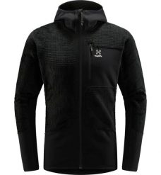 HAGLOFS Bluza męska ROC Spitz Mid Hood Men true black-L. Czarne bluzy z kapturem Haglöfs, l, bez wzorów, z elastanu, z kapturem. Za 524.89 zł.