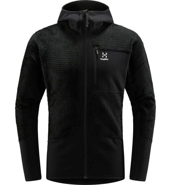 HAGLOFS Bluza męska ROC Spitz Mid Hood Men true black-L. Czarne bluzy z kapturem Haglöfs, l, bez wzorów, z elastanu, z kapturem. Za 524.89 zł.