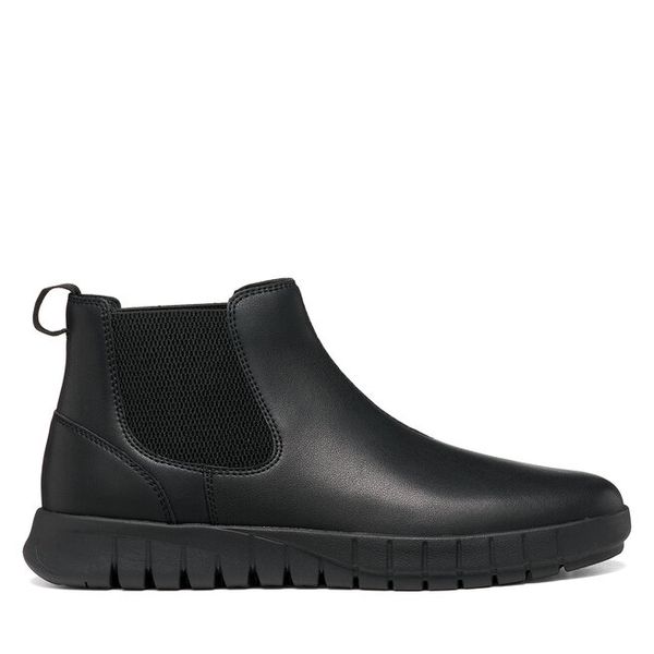 Sztyblety Geox. Czarne sztyblety Geox, bez wzorów, bez obcasa, bez zapięcia. Za 499.99 zł.