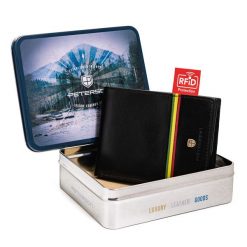 Portfel skórzany z kolorową lamówką Peterson PTN 304RA-5651 BLACK. Czarne portfele Peterson, bez wzorów, ze skóry. Za 129.99 zł.