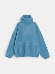 Bluza pullover z kapturem - niebieski. Niebieskie bluzy z kapturem Sinsay, l, bez wzorów, z kapturem. Za 69.99 zł.