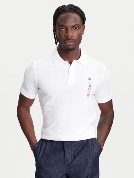 United Colors Of Benetton Polo 3089U302J Biały Regular Fit. Białe koszulki polo United Colors Of Benetton, l, bez wzorów, z bawełny, bez kołnierzyka, bez ramiączek. Za 124.99 zł.