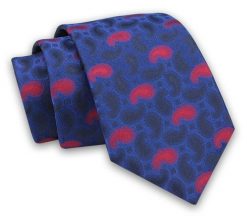 Męski Krawat Alties - Niebieski w Czerwone Paisley. Niebieskie krawaty i muchy Alties, bez wzorów, z tkaniny. Za 49.00 zł.