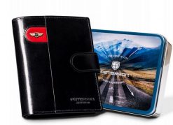 Portfel skórzany Peterson [D] PTN 22308L-VT-E czarny. Czarne portfele Peterson, bez wzorów, ze skóry. Za 107.99 zł.