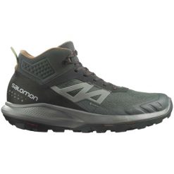 Buty trekkingowe męskie Salomon OUTpulse Mid Gore-Tex. Zielone buty trekkingowe Salomon, bez wzorów, z gore-texu, bez zapięcia. W wyprzedaży za 459.00 zł.