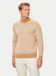 Tommy Hilfiger Golf MW0MW37023 Beżowy Regular Fit. Brązowe golfy Tommy Hilfiger, m, bez wzorów, z bawełny, bez kołnierzyka, bez ramiączek. Za 419.99 zł.