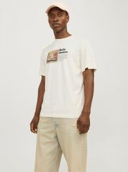 Jack & Jones Koszulka w kolorze kremowym rozmiar: XXL. Brązowe bezrękawniki Jack & Jones, xxl, bez wzorów, z bawełny, bez kołnierzyka, bez ramiączek. Za 44.19 zł.