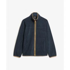 Polar zapinany na zamek błyskawiczny Superdry Estate. Niebieskie bluzy z polaru Superdry, m, bez wzorów, z polaru, bez kaptura. Za 420.45 zł.