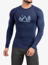 Bluza termoaktywna męska Sensor Merino DF Tee L/S. Niebieskie bielizna termoaktywna Sensor, na zimę, l, bez wzorów, z materiału, bez ramiączek, narciarskie. Za 317.89 zł.