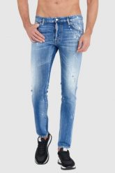 DSQUARED2 Niebieskie męskie jeansy medium bleached spots wash cool guy, Rozmiar 46. Niebieskie jeansy Dsquared2, m. W wyprzedaży za 1,599.99 zł.