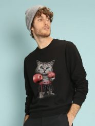 WOOOP Bluza "Boxing Cat" w kolorze czarnym rozmiar: XS. Czarne bluzy Wooop, xs, bez wzorów, bez kaptura. Za 57.47 zł.