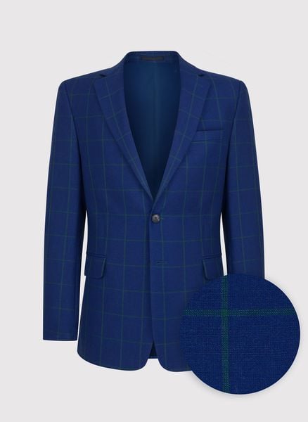 PAKO LORENTE – Granatowa casualowa marynarka męska w zieloną kratę. Zielone garnitury Pako Lorente, na co dzień, m, bez wzorów, z wełny. Za 349.99 zł.