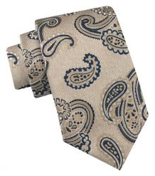 Klasyczny Krawat Męski - Chattier - Beżowy z Dużym Wzorem Paisley. Brązowe krawaty i muchy Chattier, bez wzorów, z tkaniny. Za 49.00 zł.