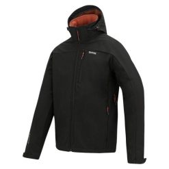 Męska wodoodporna kurtka softshell Arana z kapturem. Czarne kurtki Regatta, m, bez wzorów, z elastanu, z kapturem. Za 329.99 zł.