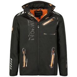 Męska Kurtka Soft Shell Royaute. Czarne kurtki Geographical Norway, l, bez wzorów, z elastanu, z kapturem. Za 229.00 zł.