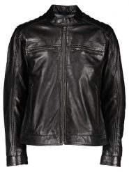 Bugatti Skórzana kurtka w kolorze czarnym rozmiar: 52. Czarne kurtki Bugatti, bez wzorów, ze skóry, bez kaptura. Za 891.99 zł.