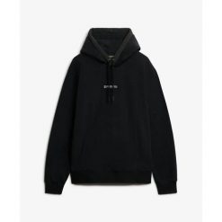 Polarowa bluza z kapturem z mikro logo Superdry. Czarne bluzy z kapturem Superdry, m, bez wzorów, z polaru, z kapturem. Za 389.85 zł.
