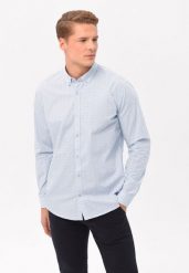 Bawełniana koszula casual K-ORTO. Niebieskie koszule Volcano, l, bez wzorów, z bawełny, bez kołnierzyka, bez ramiączek. Za 139.99 zł.