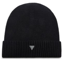 Czapka Guess. Czarne czapki zimowe Guess, z aplikacjami. Za 229.99 zł.