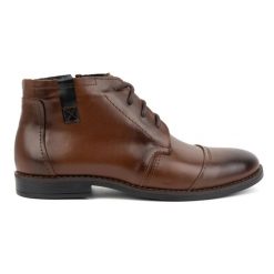 Olivier Buty męskie zimowe eleganckie trzewiki 282LU brązowe. Brązowe botki sznurowane na zimę, bez wzorów, ze skóry, bez obcasa, bez zapięcia. Za 453.66 zł.