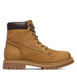 Trapery Tommy Hilfiger. Brązowe trapery Tommy Hilfiger, bez zapięcia. Za 719.99 zł.