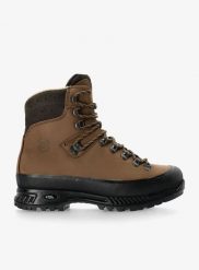 Buty trekkingowe wysokie Hanwag Yukon. Brązowe buty turystyczne Hanwag, bez wzorów, z nubiku, przed kolano, bez zapięcia, trekkingowe. Za 1,497.40 zł.