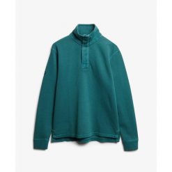 Bluza z pół zamkiem błyskawicznym Superdry Cotton Classic Pique Henley. Zielone bluzy Superdry, m, bez wzorów, bez kaptura. Za 309.55 zł.
