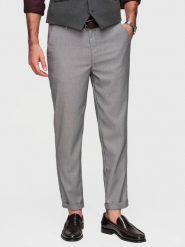 Spodnie męskie chino REGULAR FIT z gumką w pasie – szare V2 - Rozmiar: XL. Szare eleganckie spodnie Ombre Clothing, do pracy, na lato, m, z aplikacjami, z gumy, biznesowe. Za 379.99 zł.
