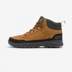 Buty turystyczne męskie Quechua NH100 Mid. Brązowe buty trekkingowe QUECHUA, na zimę, bez wzorów, przed kolano, bez zapięcia. Za 149.99 zł.
