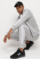 Szary Komplet Dresowy Rozpinana Bluza z Kapturem i Spodnie Ellira. Szare bluzy z kapturem Born2be, m, bez wzorów, z dresówki, z kapturem. W wyprzedaży za 93.49 zł.