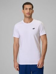 4F T-shirt slim gładki męski - biały M. Białe t-shirty 4F, m, bez wzorów, z bawełny, bez kołnierzyka, bez ramiączek. Za 59.99 zł.