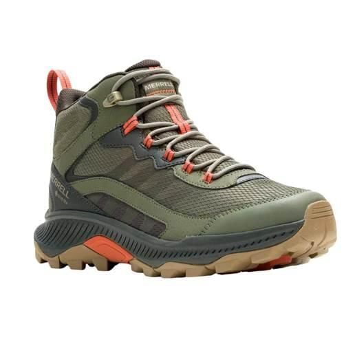 Buty trekkingowe męskie Merrell Speed Strike 2 Mid Gtx. Zielone buty turystyczne Merrell, bez wzorów, z materiału, bez zapięcia, trekkingowe. Za 659.99 zł.