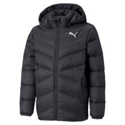 Puma Kurtka Packlite Down 58956501. Czarne kurtki Puma, bez wzorów, z materiału, z kapturem. Za 353.99 zł.