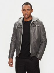 Serge Pariente Kurtka skórzana Sean Hood Szary Regular Fit. Szare kurtki Serge Pariente, l, bez wzorów, ze skóry, bez kaptura. Za 939.99 zł.