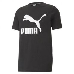 Koszulka sportowa męska Puma Classics Logo Tee. Czarne t-shirty sportowe Puma, bez wzorów, bez ramiączek, trekkingowe. Za 178.00 zł.