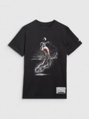 4F T-shirt regular z nadrukiem męski - czarny 3XL. Czarne t-shirty 4F, m, bez wzorów, z bawełny, bez kołnierzyka, bez ramiączek. Za 69.99 zł.