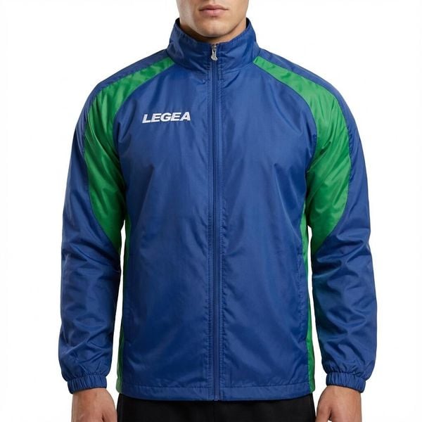 Kurtka przeciwdeszczowa Storm dla mężczyzn do biegania niebiesko-zielona. Niebieskie kurtki Legea, m, bez wzorów. W wyprzedaży za 60.00 zł.