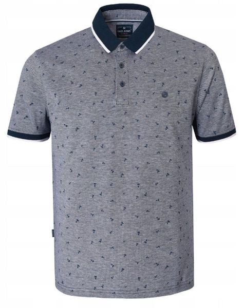 Bawełniana, Męska Koszulka Polo - Pako Jeans - Granatowy Melanż. Niebieskie koszulki polo Pako Jeans, l, bez wzorów, z bawełny, bez kołnierzyka, bez ramiączek. Za 129.00 zł.