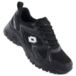 Buty sportowe męskie sneakersy Lotto czarne KITAURA. Czarne buty sportowe casual Lotto, bez wzorów, z tkaniny, bez zapięcia. Za 179.00 zł.