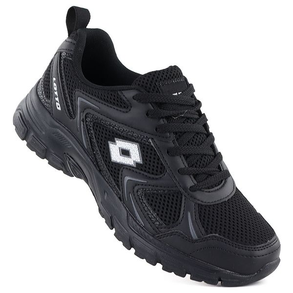 Buty sportowe męskie sneakersy Lotto czarne KITAURA. Czarne buty sportowe casual Lotto, bez wzorów, z tkaniny, bez zapięcia. Za 179.00 zł.