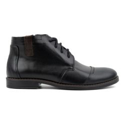 Olivier Buty męskie zimowe eleganckie trzewiki 282LU czarne. Czarne botki sznurowane na zimę, bez wzorów, ze skóry, bez obcasa, bez zapięcia. Za 453.66 zł.